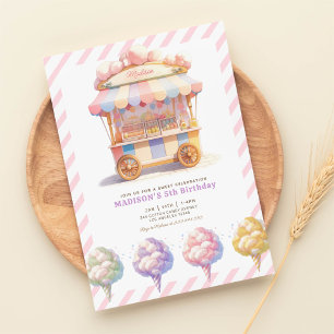 Sweet Celebration Cotton Candy Girls Birthday Invitation