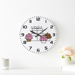 Sweet Celebration Cupcake and Gift Box Large Clock
