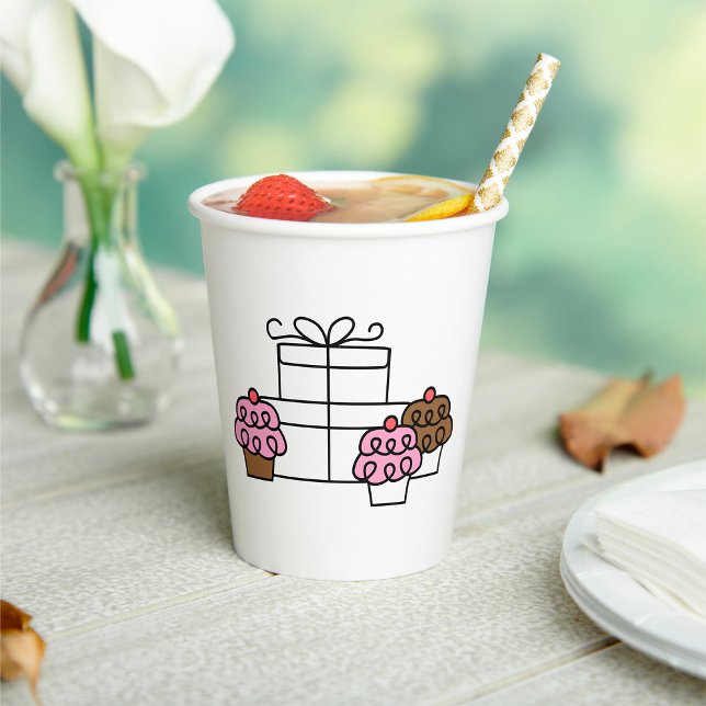 Sweet Celebration Cupcake and Gift Box  Paper Cups (Creator Uploaded)