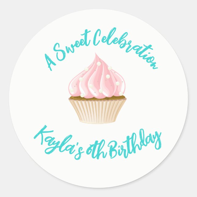 Sweet Celebration Cupcake Classic Round Sticker (Front)