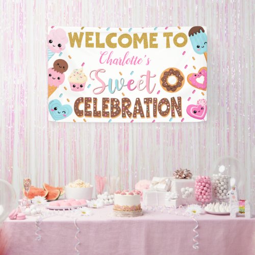 Sweet Celebration Donut Birthday Welcome Banner