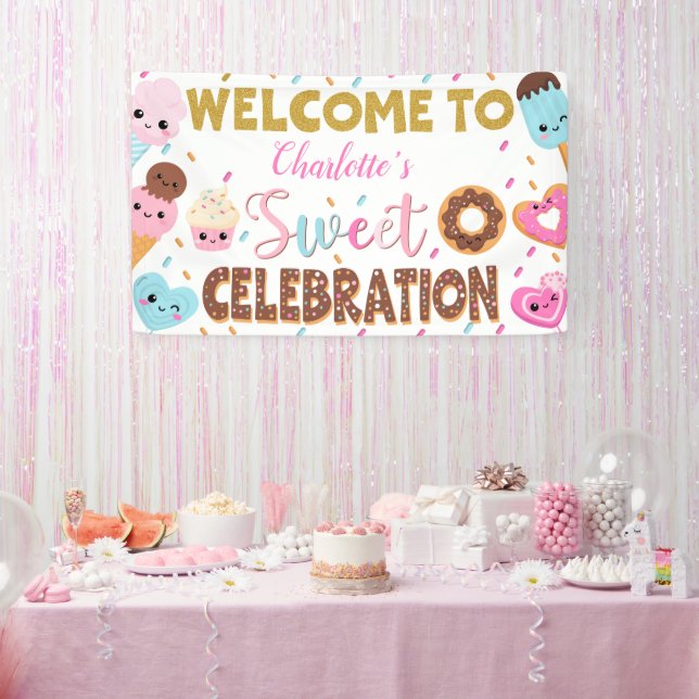 Sweet Celebration Donut Birthday Welcome Banner (Party)