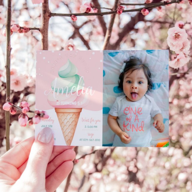 Sweet Celebration Ice Cream Birthday Photo Invitation (Creator Uploaded)