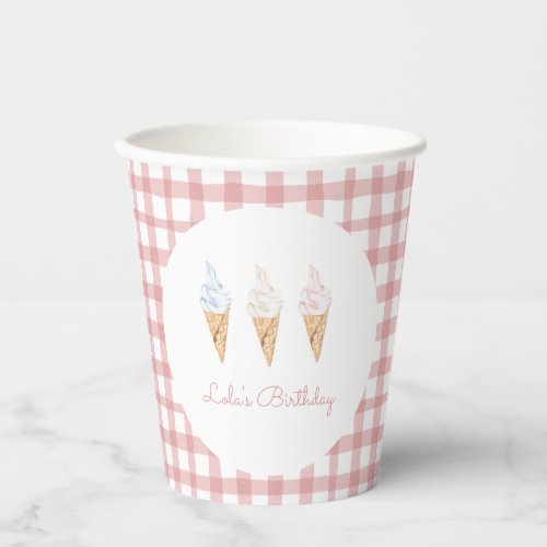 Sweet Celebration Ice Cream Pink Birthday Paper Cups