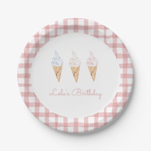 Sweet Celebration Ice Cream Pink Birthday Paper Plates