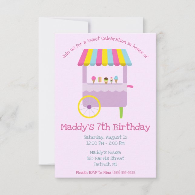 Sweet Celebration Ice Cream Stand Birthday Party Invitation (Front)
