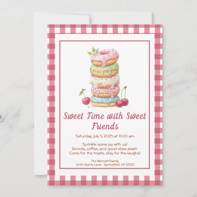 Sweet Celebration Invite – Colorful Donuts Party  (Front)