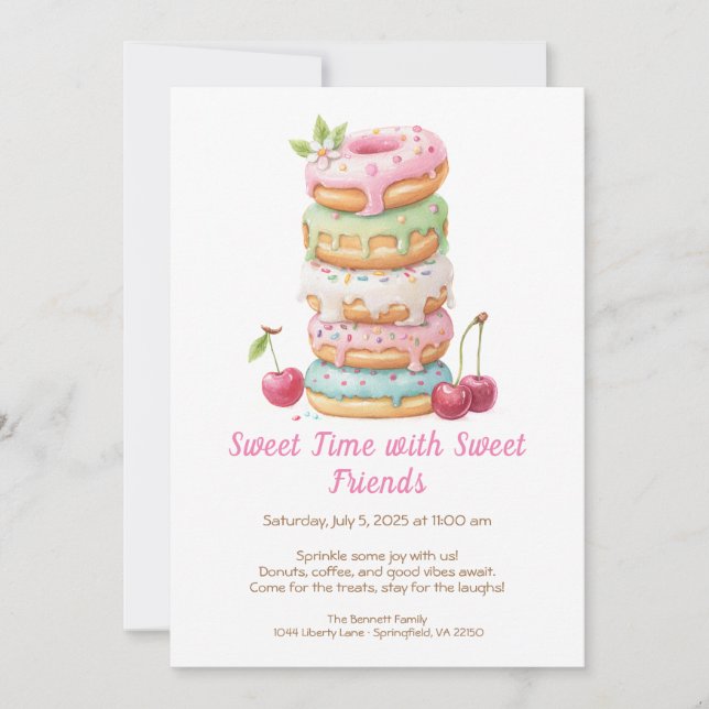 Sweet Celebration Invite – Colorful Donuts Party  (Front)