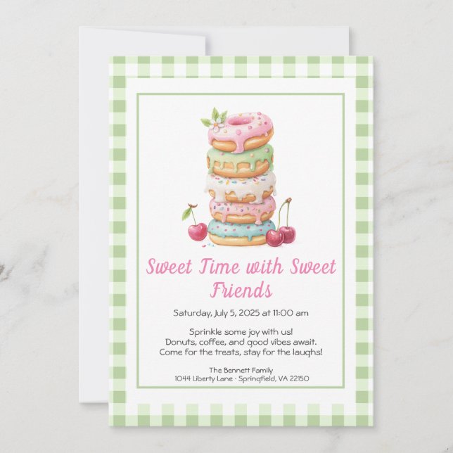 Sweet Celebration Invite – Colorful Donuts Party  (Front)