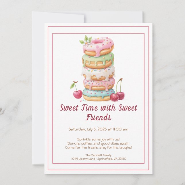 Sweet Celebration Invite – Colorful Donuts Party  (Front)