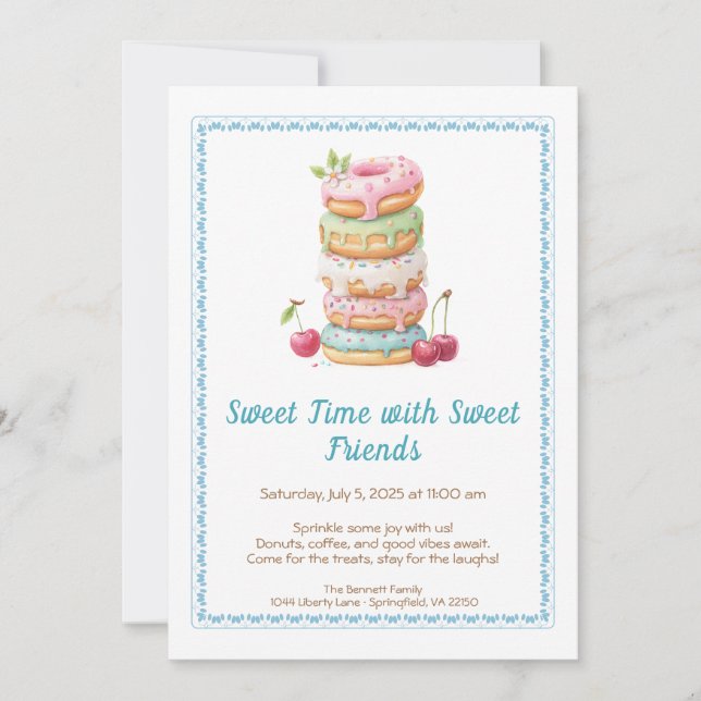 Sweet Celebration Invite – Colorful Donuts Party  (Front)