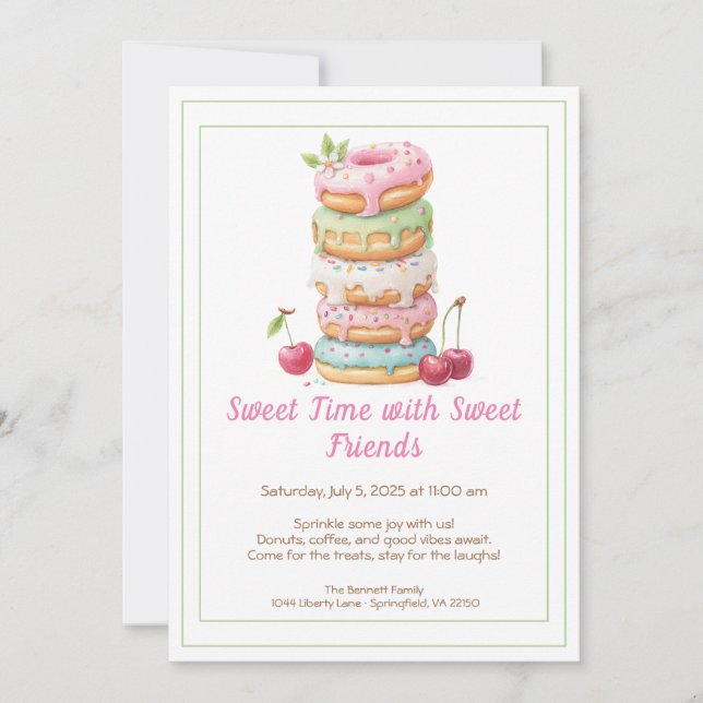 Sweet Celebration Invite – Colorful Donuts Party  (Front)