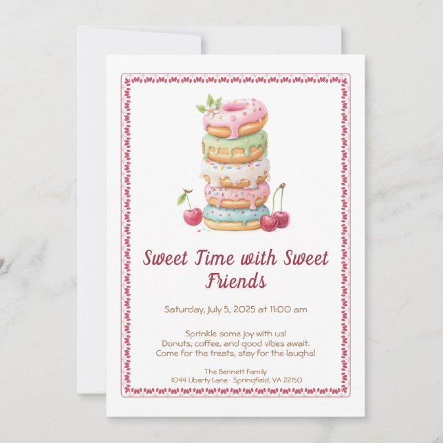 Sweet Celebration Invite – Colorful Donuts Party  (Front)