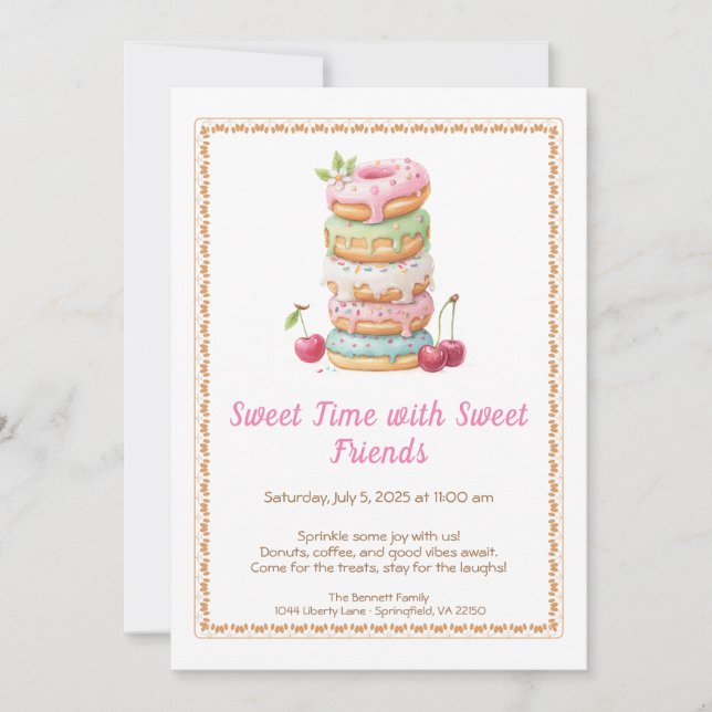 Sweet Celebration Invite – Colorful Donuts Party  (Front)
