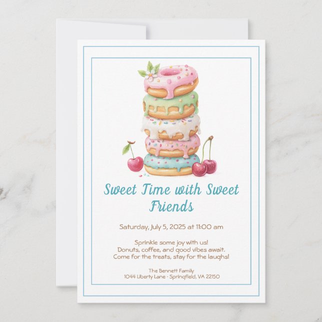 Sweet Celebration Invite – Colorful Donuts Party  (Front)