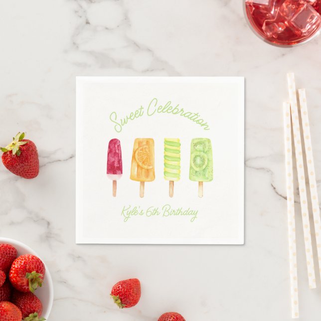 Sweet Celebration Popsicle Birthday Party Napkins (Insitu)
