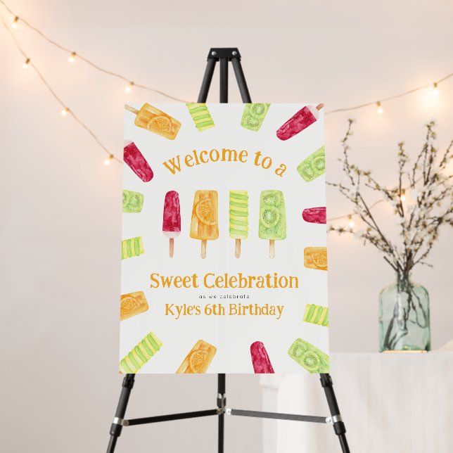 Sweet Celebration Popsicle Birthday Party Sign (In Situ (Stand))