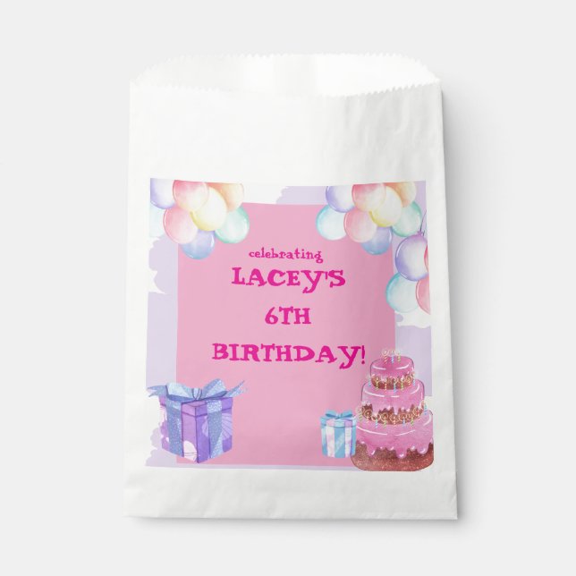 Sweet Celebration: Purple and Pink Birthday  Favor Bag (Front)