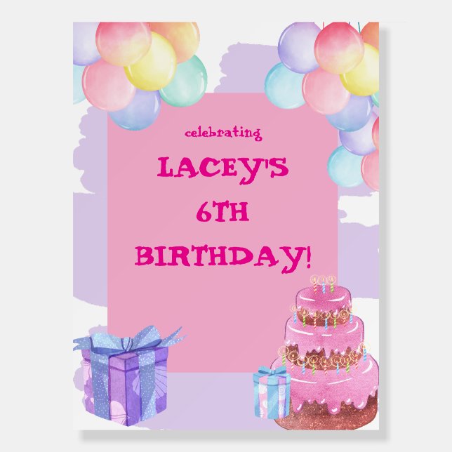 Sweet Celebration: Purple and Pink Birthday  Foam Board (Front)