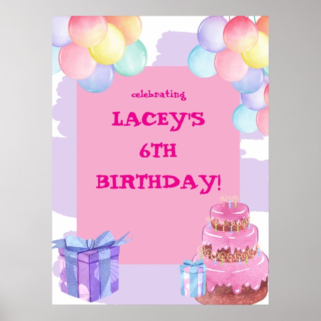 Sweet Celebration: Purple and Pink Birthday  Poster (Front)