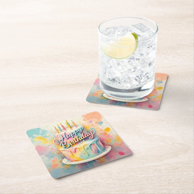  " SWEET CELEBRATION " SQUARE PAPER COASTER (Insitu)