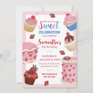 Sweet Celebration Vintage Cake Birthday Invitation
