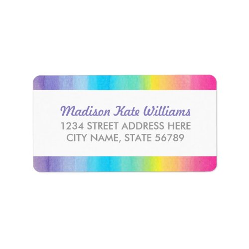 Sweet Celebration Watercolor Rainbow Address Label