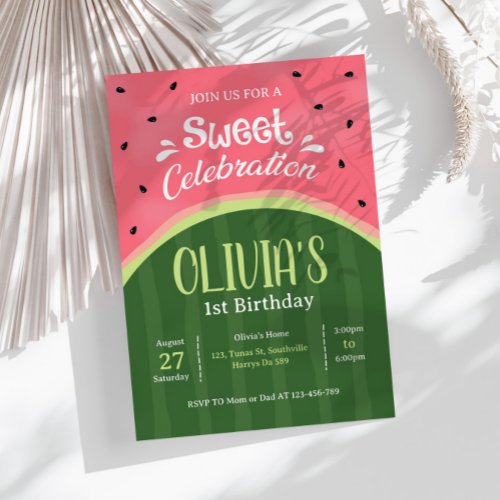 Sweet Celebration Watermelon Birthday Invitation