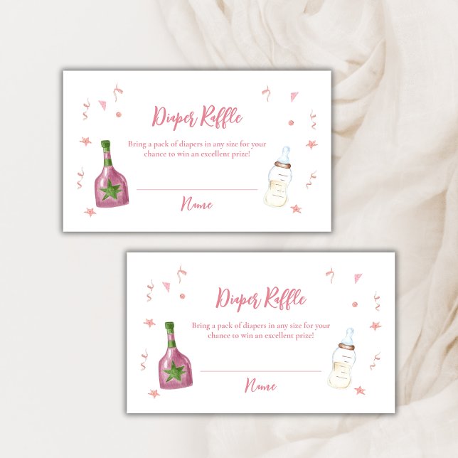 Sweet Champagne Bottles Diaper Raffle Baby Shower Enclosure Card (Sweet Champagne Bottles Diaper Raffle Baby Shower Enclosure Card)