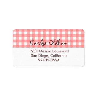 Sweet charming berry red gingham return or mailing label