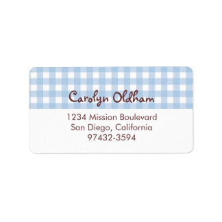 Sweet charming blue gingham return or mailing label