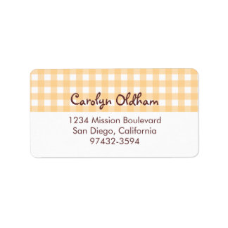 Sweet charming orange gingham return or mailing label
