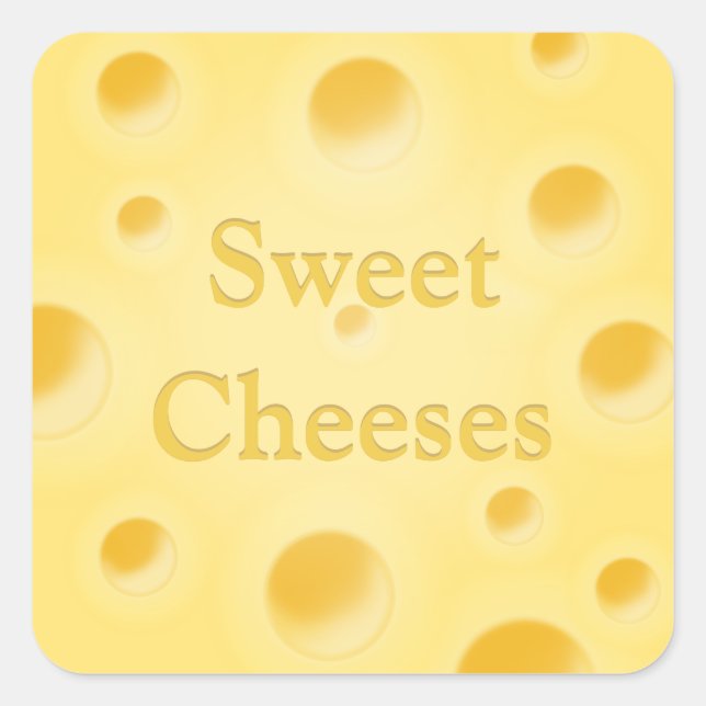 "Sweet Cheese" Holey Cheese Slice Customizable Square Sticker (Front)