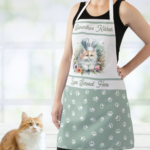 Sweet Chef Cat Hat Personalized Kitchen Pawprints Apron
