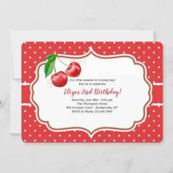 Sweet Cherries Birthday Party Invitation by PixiePrints at Zazzle