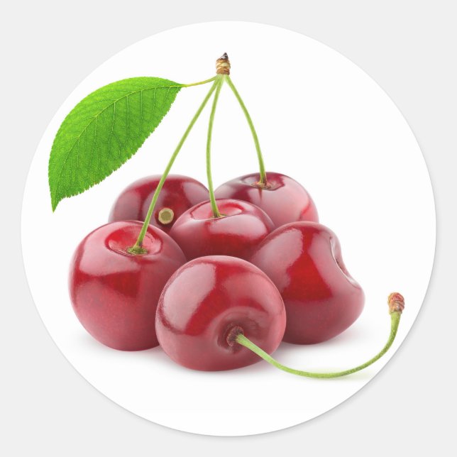 Sweet cherries classic round sticker (Front)