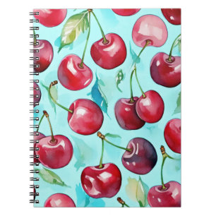 Sweet cherries colorful watercolor cherry art notebook