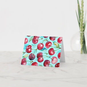 Sweet cherries colorful watercolor cherry art thank you card
