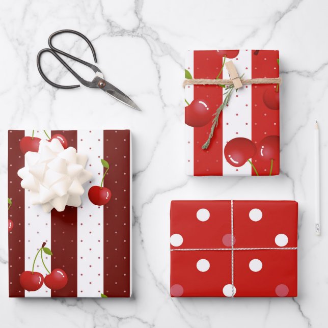 Sweet Cherries Decoupage Wrapping Paper Sheets (Front)