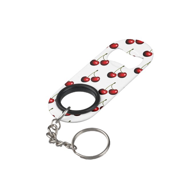 Sweet Cherries Keychain Bottle Opener (Back Angled)