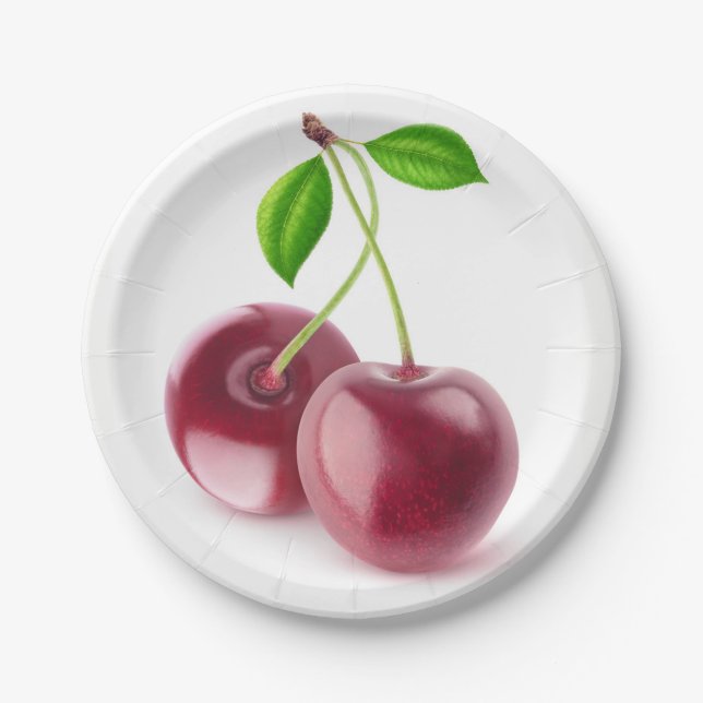 Sweet cherries paper plates (Front)