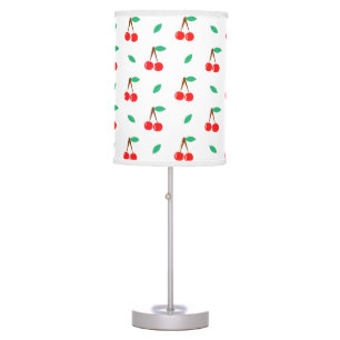 Sweet Cherries Pattern on White Table Lamp