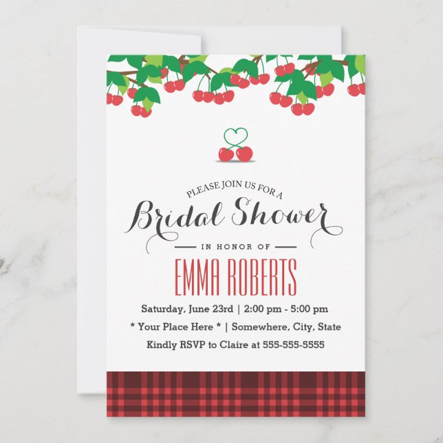 Sweet Cherries Picnic Bridal Shower Invitation (Front)
