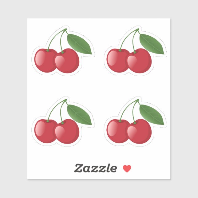 Sweet Cherries, Set of 4 Sticker (Sheet)