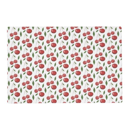 Sweet Cherries Watercolor Illustration Pattern Placemat