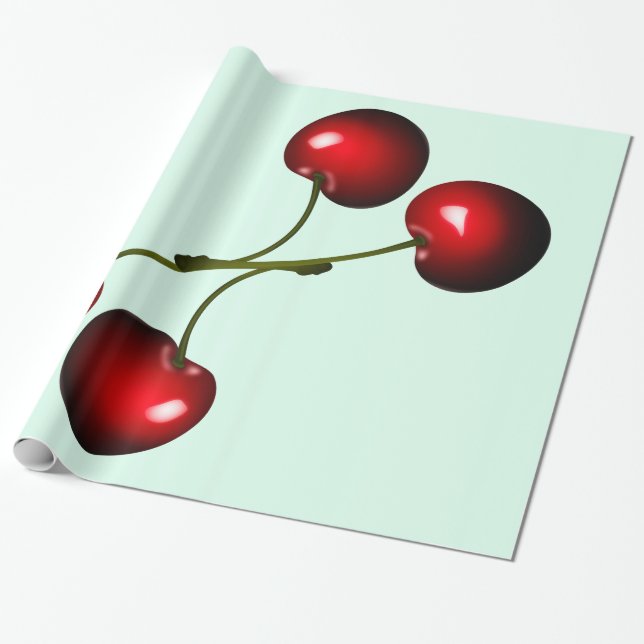 Sweet Cherries Wrapping Paper - Choose Color (Unrolled)