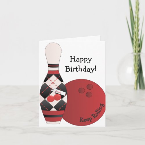 Sweet Cherry Argyle Bowling Design Card