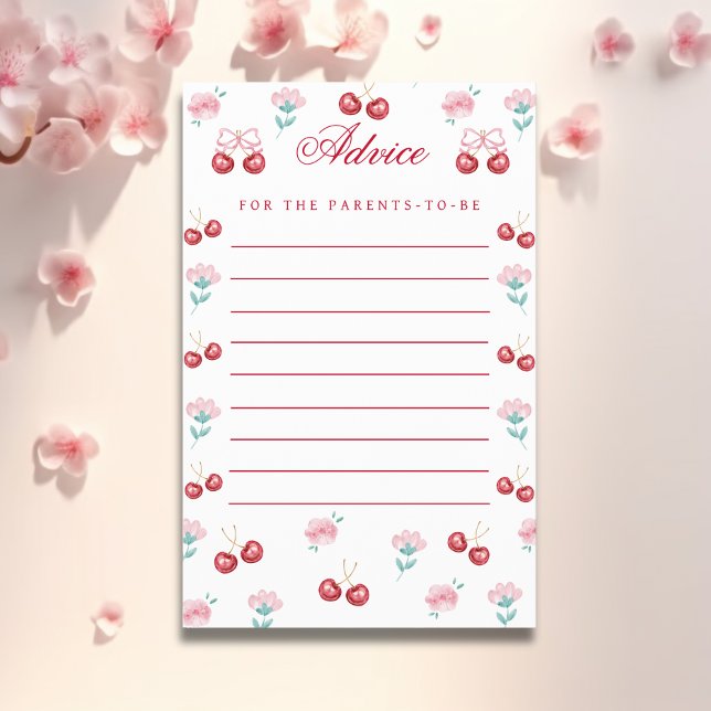 Sweet Cherry Baby Shower Advice Cards Flyer (Creator Uploaded)