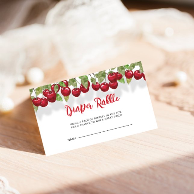 Sweet Cherry Baby shower Diaper Raffle Ticket Enclosure Card (Creator Uploaded)