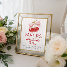 Sweet Cherry Baby Shower Favors Sign